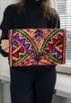 VINTAGE 80'S MULTICOLOUR EMBROIDERED CLUTCH