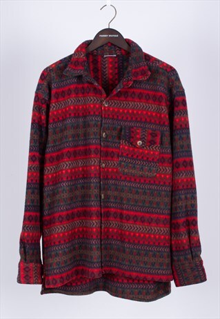 VINTAGE 80S RED INCA AZTEC FLEECE SHIRT