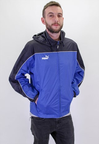 VINTAGE PUMA WINDBREAKER JACKET IN BLUE MEDIUM