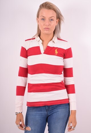 RALPH LAUREN WOMENS VINTAGE POLO SHIRT LONG SLEEVE MEDIUM