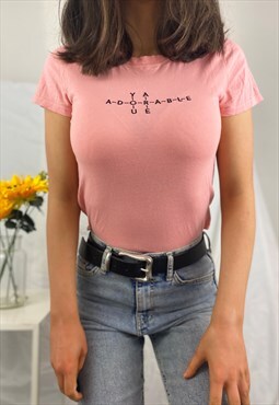 Pink slogan crop t shirt. 
