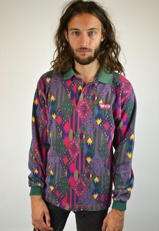 VINTAGE 90'S LEVI'S PATTERNED POLO SHIRT