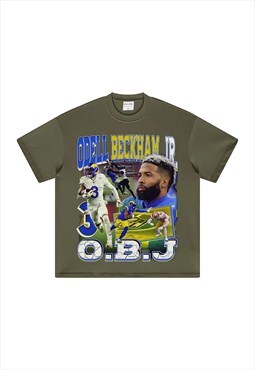 Khaki OBJ  Graphic fans Retro T shirt tee 