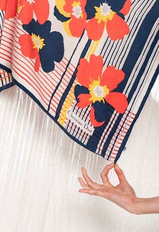 70S VINTAGE CHRISTIAN DIOR SILK SCARF