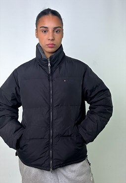 Black 90s Tommy Hilfiger Puffer Jacket Coat