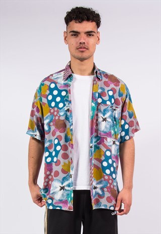 90'S VINTAGE SLEEVE SHIRT FESTIVAL CRAZY PATTERN