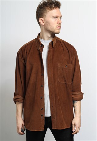 VINTAGE CORDUROY CORD SHIRT BROWN