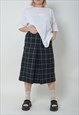 VINTAGE 90S PREPPY PLEATED MIDI SKIRT IN CHECKERED PRINT S