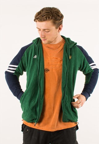 VINTAGE GREEN NAVY ADIDAS NFL NOTRE DAM FULL ZIP FLEECE