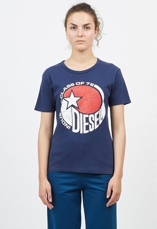 90S VINTAGE BLUE DIESEL LOGO CREW NECK T-SHIRT