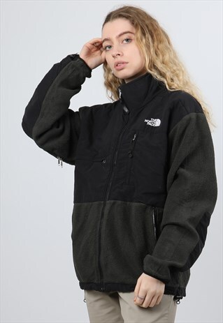 THE NORTH FACE MEDIUM GREEN EMBROIDERED LOGO ZIPPED FLEECE