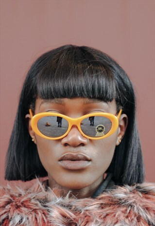 VINTAGE ORANGE PASTEL OVERSIZED CATEYE 50S 60S 70S SUNGLASSE