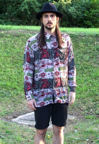 VINTAGE 80S ART NERD SHIRT - MEDIUM - FESTIVAL