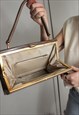 REVIVAL VINTAGE 60S BROWN FAUX LEATHER BOX HANDBAG