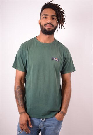 ELLESSE MENS VINTAGE T-SHIRT TOP LARGE GREEN 90S