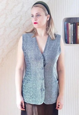 Grey sliver glittery vintage waistcoat top