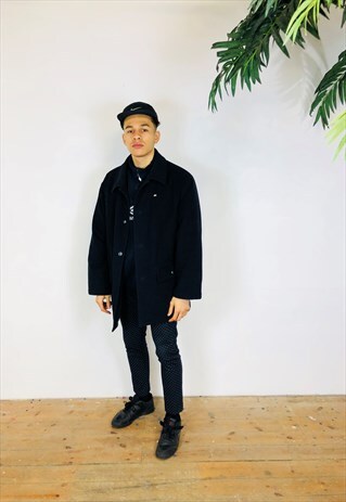 NAVY WOOLEN LACOSTE TRENCH COAT