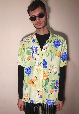VINTAGE FRUIT AND FLOWER PATTERNED SHIRT