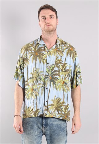 VINTAGE HAWAIIAN CRAZY PATTERNED SHIRT XL