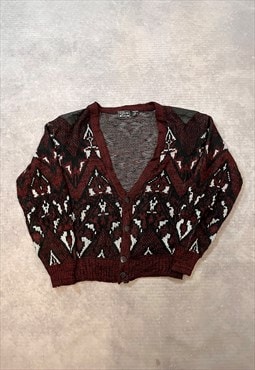 Vintage Abstract Knitted Cardigan Funky Patterned Sweater