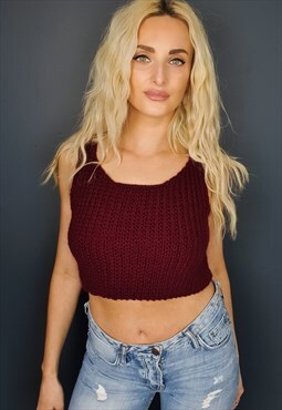 Cropped Daisy Duke Knit Vest Top - Handmade in Yorkshire
