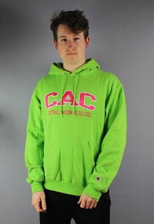 VINTAGE CHAMPIPN ARIZONA COLLEGE HOODIE IN LIME GREEN