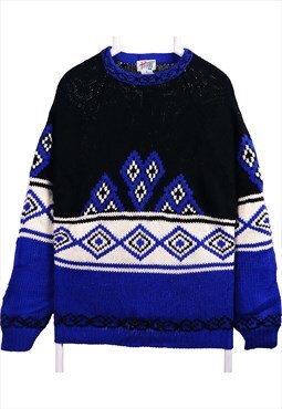Vintage 90's Pazzo Jumper Aztec Knitted Long Sleeve Black