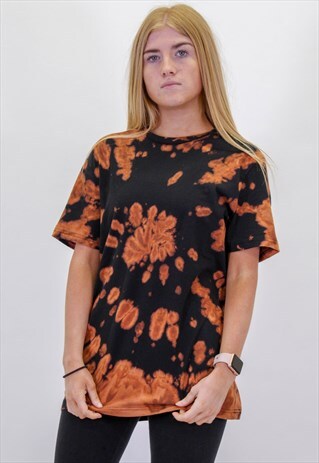 VINTAGE REWORKED BLACK TIE DYE SWIRL T-SHIRT