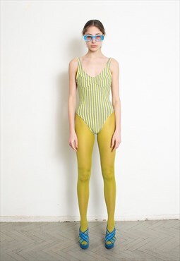 Vintage 90s Striped One Piece Swimsuit