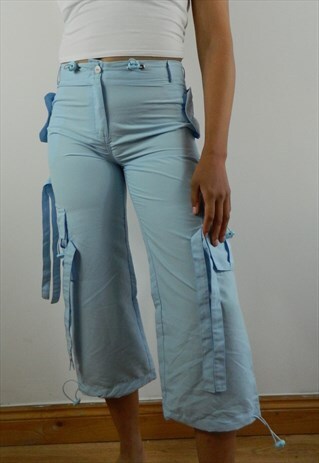 BABY BLUE QUARTER CARGO TROUSERS