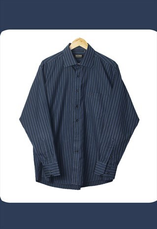 VINTAGE 90'S BLUE STRIPED HUGO BOSS SHIRT