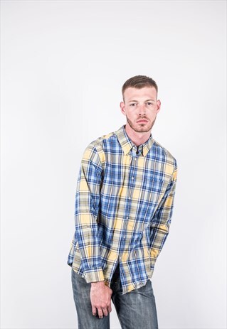 VINTAGE TOMMY HILFIGER SHIRT IN BLUE AND YELLOW CHECKS