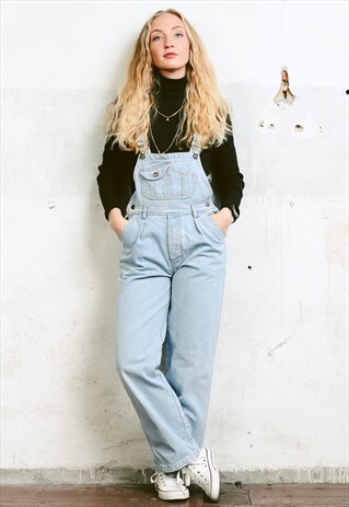 VINTAGE 80S BLUE DENIM DUNGAREES