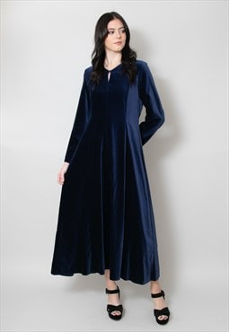 Marion Donaldson Designer Vintage Blue Velvet Midi Dress
