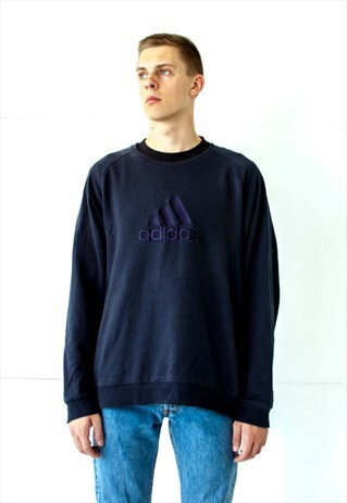 VINTAGE RETRO NAVY BLUE ADIDAS SWEATER JUMPER