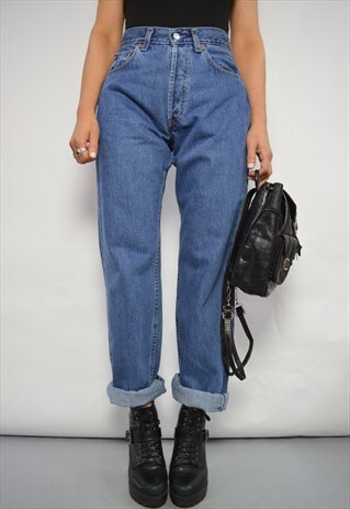 VINTAGE 90S LEVI'S 508 DEADSTOCK BLUE WASH HIGH WAIST JEANS