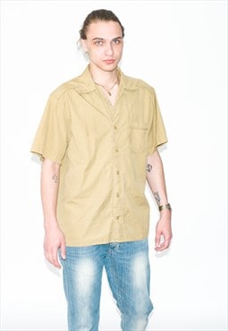 Vintage 90s classic button down shirt in sand beige