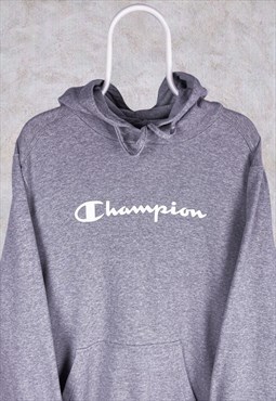 Vintage Champion Grey Hoodie Spell Out XL
