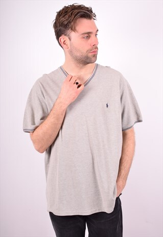 POLO RALPH LAUREN MENS VINTAGE T-SHIRT TOP XL GREY 90'S