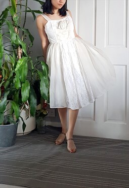 Vintage 1950s Lace & Organza Bridal Dress