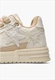 CHUNKY SOLE TRAINERS RETRO PATCH SNEAKERS STAR SHOES CREAM