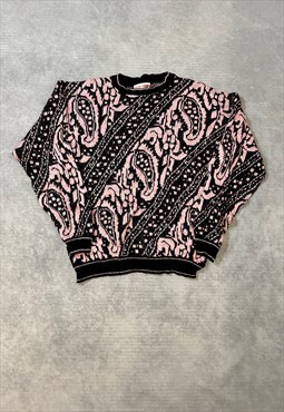 Vintage Abstract Knitted Jumper Funky Patterned Sweater