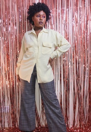 VINTAGE LEMON RIBBED LONG SLEEVED SHIRT FROM BHS