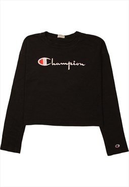 Vintage 90's Champion Sweatshirt Crop Crew Neck Black Medium