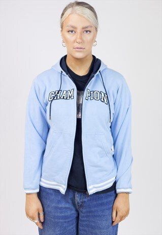 VINTAGE CHAMPION BLUE ZIP-UP HOODIE