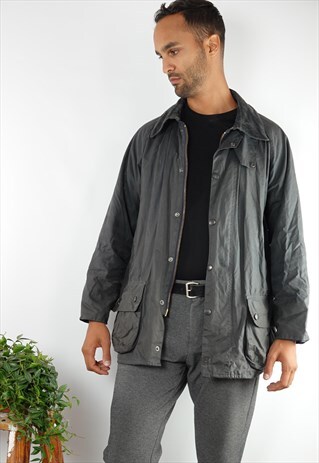 VINTAGE BARBOUR WAX JACKET BARBOUR BEAUFORT WAX COAT BLUE