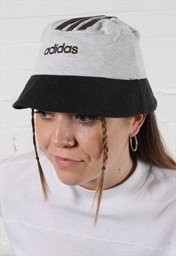 Reworked Vintage Adidas Bucket Hat in Grey with Logo
