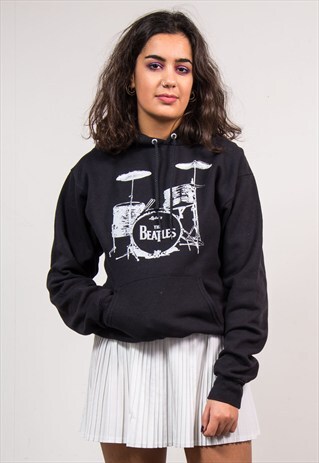 90'S VINTAGE BLACK THE BEATLES HOODIE SWEATSHIRT