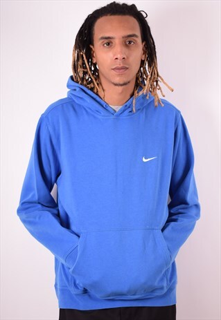 NIKE MENS VINTAGE HOODIE JUMPER XL BLUE 90S
