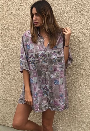 PATTERNED OVERSIZED RETRO VINTAGE UNISEX FESTIVAL SHIRT